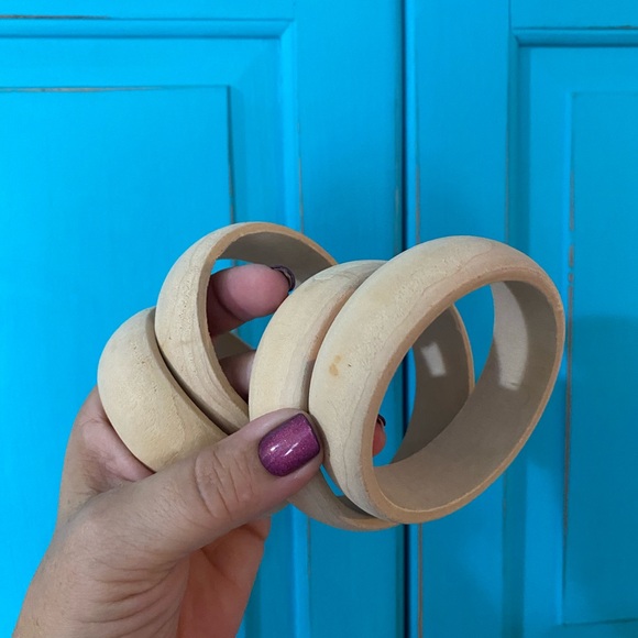 Wooden Bangle Bracelets Wear as is or Reimagined With Your Creativity. Set of 5 - Picture 4 of 6